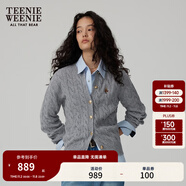 Teenie Weenie【趙露思同款】小熊女裝復(fù)古寬松綿羊毛絞花針織開衫 A-灰色 S (160)