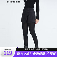 S.DEER圣迪奧冬季保暖個(gè)性女裝通勤復古格紋搭片拼接毛呢短褲S20480909 深灰/97 S 160