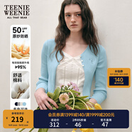 Teenie Weenie【原紗防曬】小熊淑女白色毛衣針織開衫長袖打底衫女空調(diào)衫 淺藍(lán)色 XS (155)
