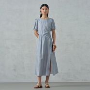 阿依蓮（A.YILIAN）【商場同款】阿依蓮設(shè)計感連衣裙女2025夏季新款氣質(zhì)顯瘦長裙子 航線藍 L
