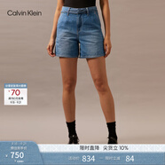 Calvin KleinJeans春夏女士棉亞麻復古性感系帶ck高腰闊腿牛仔短褲J223958 1A4-牛仔淺藍 25