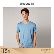 Brloote/巴魯特新疆長(cháng)絨棉短袖T恤男圓領(lǐng)小白T夏季簡(jiǎn)約百搭體恤衫上衣新品 淺藍 165/88A