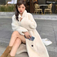 Radinka2025秋冬新款美拉德長款寬松加厚仿水貂毛領(lǐng)仿皮草外套大衣女MYQ 西裝領(lǐng)大衣 米白色 加厚 M 101-120斤