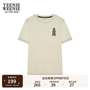 Teenie Weenie小熊女裝T恤夏季休閑青春活力寬松舒適明線短袖上衣 乳白色 M