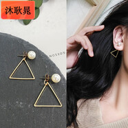 恒久葉氣質(zhì)韓國個(gè)性簡(jiǎn)約冷淡風(fēng)設計感耳釘耳環(huán)2018潮小眾耳墜耳飾女 米白色 27#三角貝珠耳釘