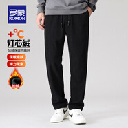 羅蒙（ROMON）【加絨可選】燈芯絨加厚休閑褲男秋冬新款抽繩腰中青年直筒長(cháng)褲男 3K147A31A黑色【加絨款】 2XL (185) (建議150-170斤)