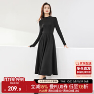 尚都比拉秋冬復古氣質(zhì)女神范打底針織連衣裙中長款顯瘦a字裙 黑色 S 