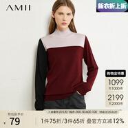 AMII七夕禮物極簡(jiǎn)時(shí)髦北歐風(fēng)撞色毛衣秋新款顯瘦半高領(lǐng)H型 酒紅 L 165/88A