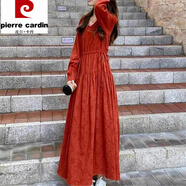 皮爾卡丹（pierre cardin）高個(gè)子長(cháng)裙到腳踝春秋超仙女裙子收腰及踝連衣裙175拖地超長(cháng)款 紅色 L 111-122斤