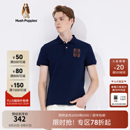 Hush Puppies暇步士男裝夏純棉休閑短袖Polo衫 075深藍(lán)1 L