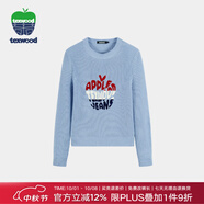 TEXWOOD蘋(píng)果女士羊毛針織衫毛衣新款圓領(lǐng)秋冬長(zhǎng)袖外搭圓領(lǐng)上衣女 灰藍(lán) M