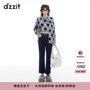 DZZIT地素針織衫冬季趣味紋樣甜酷滿印愛心精致都市上衣女 中灰色 XS