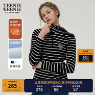 Teenie Weenie小熊女裝秋季連帽暖絨衛(wèi)衣學(xué)院風(fēng)T恤打底衫上衣潮 撞色 S (160)