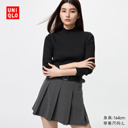 優(yōu)衣庫女裝羅紋高領(lǐng)T恤/長(cháng)袖小高領(lǐng)內搭25秋冬新款479588 09 黑色 M /160/84A