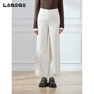 LAGOGO拉谷谷2025年新款高腰通勤寬松牛仔褲女OCNN539E22 米色 XL