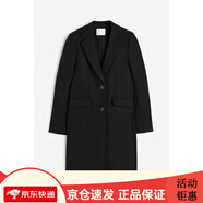 HM女裝毛呢外套秋冬時(shí)尚休閑舒適及膝單排扣大衣1185068 黑色 XS 155_76A_32