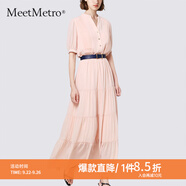 MeetMetro瑪依爾法式仙女連衣裙女2025秋新款高端氣質(zhì)純欲風(fēng)裙子禮服長(zhǎng)裙 藕粉MG200423 L