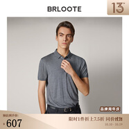 巴魯特（Brloote）BRLOOTE/巴魯特100%桑蠶絲POLO衫男橫機(jī)休閑質(zhì)感商務(wù)短袖T恤夏裝 中灰 M (170/92A)