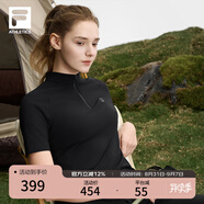 FILA 斐樂(lè )官方女裝針織短袖衫2025夏季新款戶(hù)外運動(dòng)半拉鏈基礎T恤 深黑-BK XS 155/76A/XS