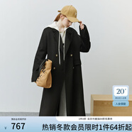 范思藍(lán)恩22FS4099西裝式雙面呢子大衣女中長款秋冬韓系羊毛呢外套 氣質(zhì)黑 M