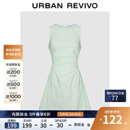 UR2025春季新款女摩登氣質(zhì)褶皺收腰顯瘦無袖連衣裙UYY750030 淺薄綠 XS
