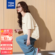 唐獅（TonLion）2025女前胸文字圓領(lǐng)短袖T恤