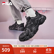 FILA 斐樂貓爪鞋4代女鞋老爹鞋情侶運動鞋復(fù)古時尚休閑鞋網(wǎng)面透氣 【男款】黑-BK 42.5