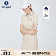 Navigare意大利小帆船女士連衣裙短袖夏季涼感透氣POLO裙修身顯瘦彈力短裙 淺卡其 M 碼