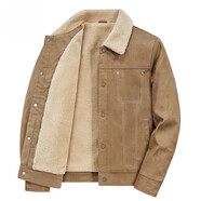 芭黎公雞羊羔絨外套男士2025冬季保暖加絨加厚翻領(lǐng)休閑棉服夾克潮 卡其色 卡其色 M