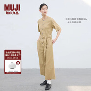 無(wú)印良品（MUJI）女式  麻混 彈力 連體褲 褲子女款 連體衣 女裝 漢麻 BC2J9C4S 米色 XL (165/92A)