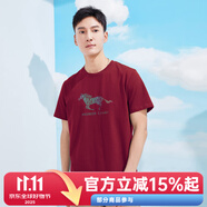 拓路者（Pioneer Camp）短袖男士夏季純棉印花圓領(lǐng)t恤男薄款透氣寬松休閑簡約上衣男裝t恤 酒紅色 L