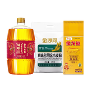 胡姬花 金衣玉食古法花生油1.8L+真味多用途小麥粉5kg+御品珍珠米500g