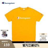Champion夏季經(jīng)典款印花草寫LOGO圓領(lǐng)休閑運(yùn)動(dòng)T恤無性別冠軍短袖男女情侶 黃色(偏?。?M