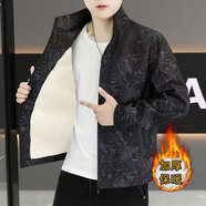 edcofgivensi立領(lǐng)外套男士夾克秋冬季新款上衣服褂子帥氣時(shí)尚休閑修身男裝新款 加絨款H118黑色 XL (175)