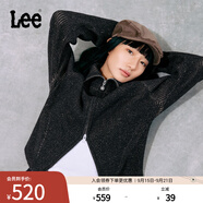 Lee25秋冬新品舒適版高領(lǐng)拉鏈雙色混色效果女長袖毛衣開衫休閑潮 藏青色 XS