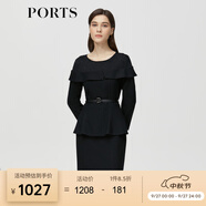 PORTS 寶姿秋冬新品優(yōu)雅修身通勤圓領(lǐng)連衣裙小黑裙ALM9N015JCF034 黑色 L (8)