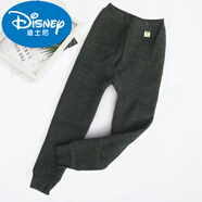 迪士尼兒童保暖熱能褲加厚純棉三層保暖褲男女童內穿寶寶棉中大童打底褲 黑灰:70%23以上有小便口 140/75%23建議身高125
