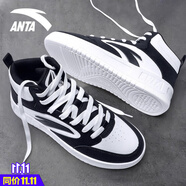 安踏（ANTA）板鞋男鞋2025秋冬季新款潮流百搭黑白熊貓鞋青少年高幫運(yùn)動(dòng)鞋 -1黑/象牙白 39