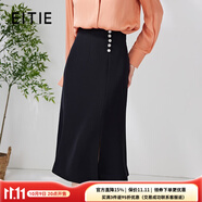 愛(ài)特愛(ài)（EITIE）高腰魚(yú)尾過(guò)膝半身裙顯瘦OL通勤時(shí)尚春季新款A2306101 固黑22 S 155