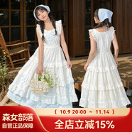 森女部落 原創(chuàng)甜美風(fēng)白色輕lo大裙擺連衣裙罩裙女2025新款女裝 白色裙子（單件） （單件） M （單件）
