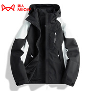 貓人（MiiOW）春秋新款男女裝chic防風(fēng)薄外套秋季女潮牌戶(hù)外短沖鋒衣單層登山服 LSM1818D黑白-女(單外套) M