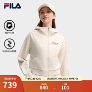 FILA 斐樂(lè )官方短款外套女秋季新款時(shí)尚刺繡開(kāi)衫衛衣夾克上衣 奶酪花灰-LM XL