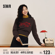 森馬（Semir）毛衣女短款蝴蝶結少女感2025春季圓領(lǐng)正肩套頭衫顯瘦109125107005