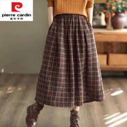 皮爾卡丹（pierre cardin）2025年新款日本一線春秋季格子毛呢半身裙女高腰顯瘦中長(zhǎng)款 品牌旗艦桔格 L 【125-150斤】