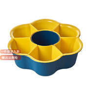 LZJV火鍋盤(pán)子菜盤(pán)網(wǎng)紅旋轉多功能蔬菜瀝水籃雙層植物架廚房多格水果盤(pán) 七格
