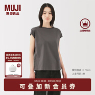 無(wú)印良品（MUJI）女式 天竺編織 法國袖T恤 短袖上衣女款內搭25年夏季女裝BB2RKA5S 炭灰色 L （165/88A）