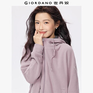 佐丹奴外套女搖粒絨品牌膠章寬松連帽拉鏈衛(wèi)衣開衫女05373854
