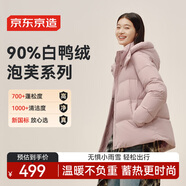 京東京造羽絨服女90鴨絨泡芙春秋新年戰袍新款女士外套 短款 柔霧粉 S