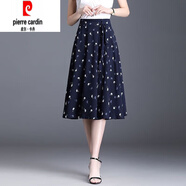 皮爾卡丹碎花a字半身裙中長(cháng)款春夏季新款雪紡紗裙顯瘦洋氣大擺百褶裙子女 藍色碎花 3XL:建議131-140斤