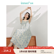 茵曼（INMAN）水墨玉蘭花印花吊帶連衣裙2025夏季女裝新品無袖A字中長裙 淺藍(lán)色 XL